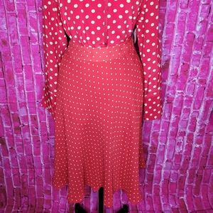 NORDSTROM Vintage Red Polka Dot silk skirt